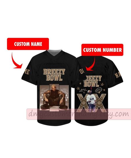 Personalized Breezy Bowl XX 2025 Football Jersey, Chris Brown Jersey, Chris Brown Breezy Bowl Football Jersey, Chris Brown Jersey