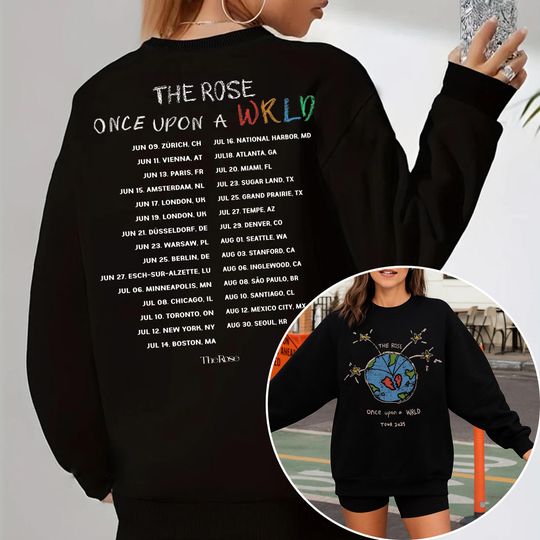 The Rose Once Upon AWRLD World Tour 2025 Sweatshirt, The Rose WRLD Road Map Shirt, The Rose WRLD Album Shirt, The Rose Kpop Members Sweatshirt