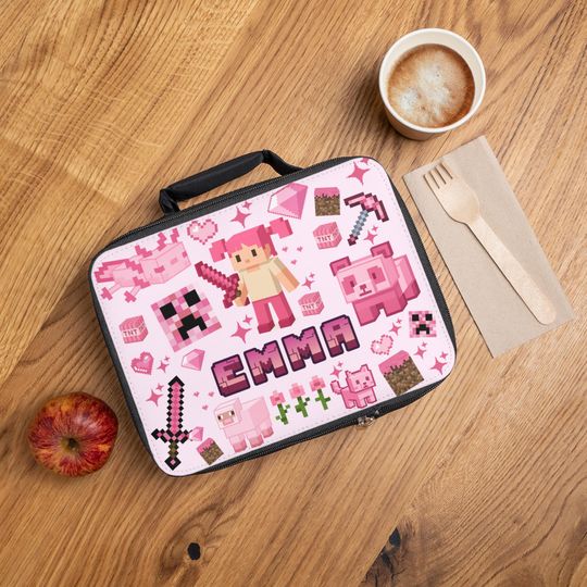 Personalized Girl Gamer Pink Lunch Bag |  Gamer Gift  | Lunchbox | Custom Lunchbox | Back To School | Travel Bag | Video Game Lunch Bag