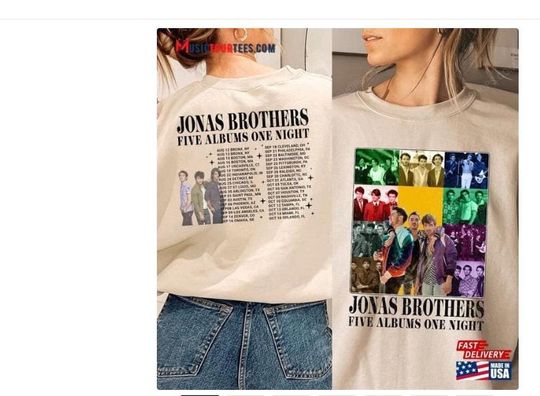Jonas Brothers Tour 2025 Sweatshirt, Retro 90s Music Band Hoodie, Double Sided Graphic Sweatshirt