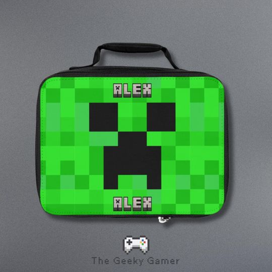 Personalized Gamer Lunch Bag | Fun gift for adult kid | Gamer Gift | Video Game | Personalized Creeper Lunch Bag | Birthday Gift for Gamer