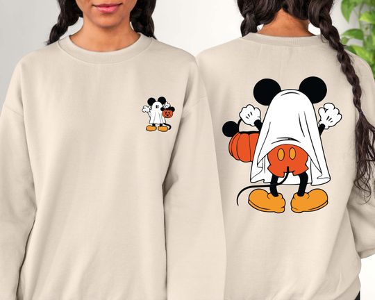 Disney Halloween 2 Sided Sweatshirt, Mickey Halloween Sweatshirt, Halloween Matching Sweatshirt,Spooky Season Sweater