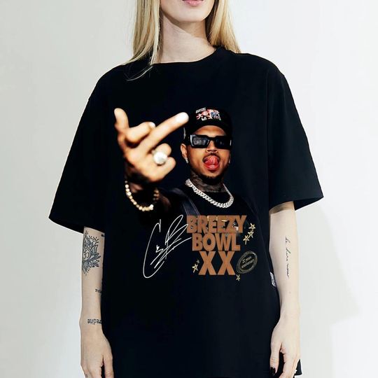 Vintage Chris Brown Middle Finger Shirt, Vintage Chris Brown Breezy Bowl XX Shirt, Concert 2025 Shirt