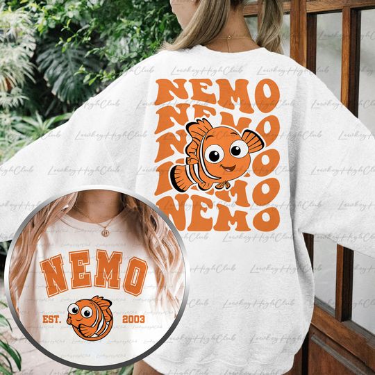 Disney Nemo Fish 2 Sided Sweatshirt, Finding Nemo Shirt, Disney Nemo Shirt, Magic Kingdom Shirt, Nemo Characters, Nemo Birthday Tees, MYA350