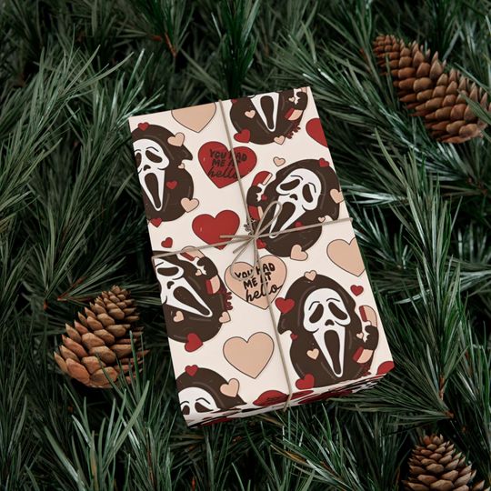 Scream/Ghost Face-Inspired Horror Themed Gift Wrap Paper