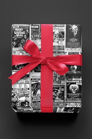 Vintage Horror Movie Wrapping Paper  Creepy Classic Film Gift Wrap, Retro Monster Poster Design, Spooky Gift Wrap