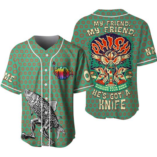 Phish Summer Tour 2025 Hes Got A Knife Personalized Baseball Jersey