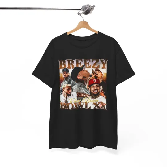 Chris Brown v2 Breezy Bowl T-Shirt Rihanna Weeknd Vintage Hip Hop Rappers 90s