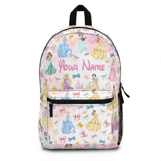 Custom Watercolor Sketch Princess Personalized Backpack, Name Monogram Kids Bag, Personalized Fan Bag