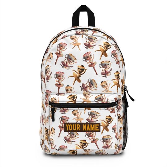 Cappuccina Ballerina Backpack, Personalized Fan Backpack with Name, Custom Monogram Kids Backpack, Brainrot Meme Design, Personalized