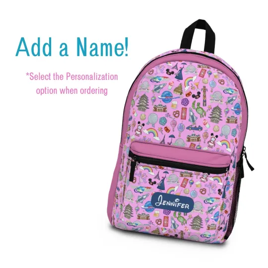 Disney Epcot Icons Backpack -Pink, Disney Backpack, Epcot Bag, Figment Bag,