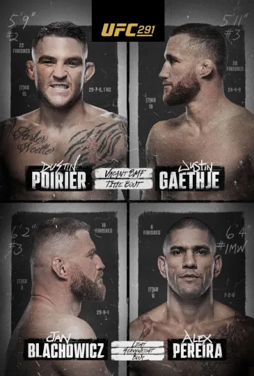 UFC 291 Dustin Poirier vs. Justin Gaethje 2 Poster  Vertical Premium Matte
