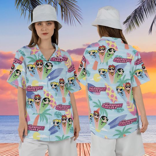 The Powerpuff Girls Hawaiian Shirt, The Powerpuff Girls Hawaii Shirt, Summer Vacation Hawaii Shirt, Aloha Hawaiian Shirt