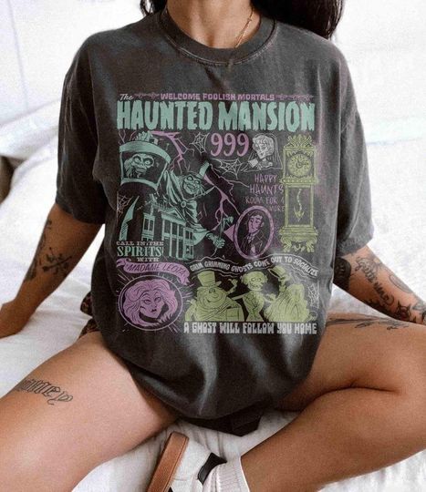 Retro  The Haunted Mansion, Hitchhiking Ghosts Leota Halloween, Disney Halloween digital, Disney Family Trip