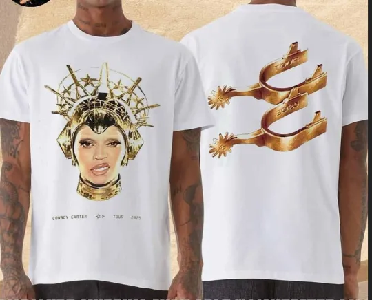 Beyonce Cowboy Carter Tour 2025 Spur Merchandise T-Shirt 2 Sided, Gift for Fan.