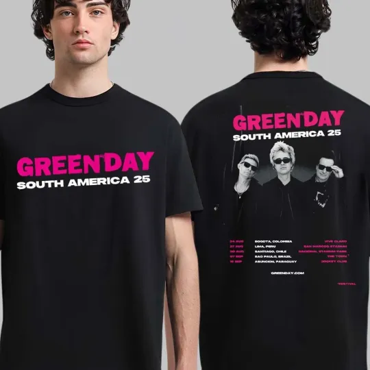 Green Day South America 25 Schedule Tour Dates August And September 2025 T-Shirt