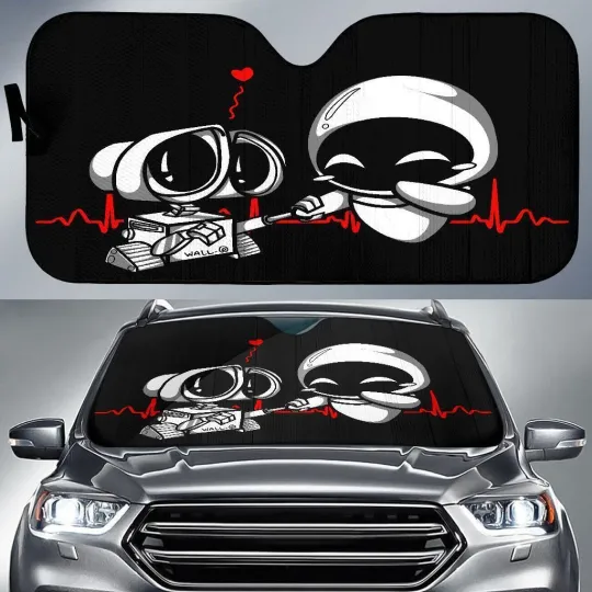 Wall-e And Eve Lovable Robot Love Story Car Windshield Sun Shade
