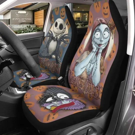 Jack Skellington And Sally Couple Nightmare Spooky Halloween Car Seat Covers