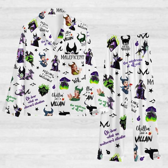 Disney Villains Pajamas Set, Bad Witches Women Pajamas, Maleficent Evil Queen Thick Pajamas, Disney Party Set Of Pajamas