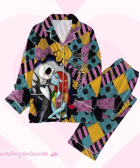 Jack And Sally Valentine Pajamas, Simple Mean To Be Valentine Pajamas, Nightmare Before Christmas Pajamas, Valentine Holiday Pajamas