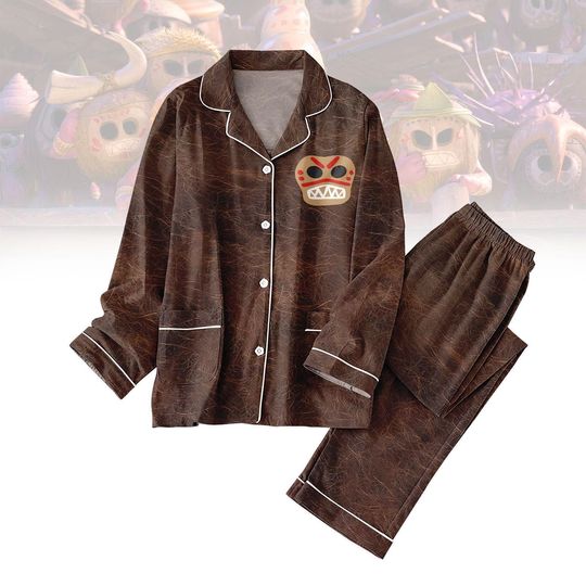 Kakamora Coconut Pajamas, Moana Villain PJs, Brown Halloween Sleepwear, Funny Disney Costume Pajama Set, Trick or Treat PJs