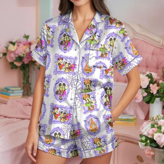 Halloween Mickey and Friends Pajamas Set, Disney Minnie Goofy Donald Sleepwear, Cute Cozy Fall Loungewear Gift