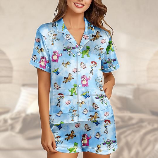 Toy Story Short Pajamas, Buzz Lightyear Woody Lounge Set, Pixar Sleepwear Set, Toy Story Pajamas Women, Disneyland Bride Pajamas