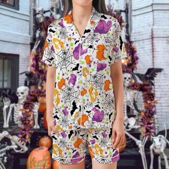 Hocus Pocus Pajama Set, Disney Halloween Hocus Pocus Sleepwear, Spooky Season Pajamas, Sanderson Sisters Loungewear Set, Witch,Disney Spooky