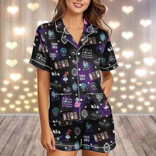 Haunted Mansion Pajamas Set, Hitchhiking Ghosts Women PJs, Disney Halloween Sleepwear, Spooky Season PJs,  Gift For Her