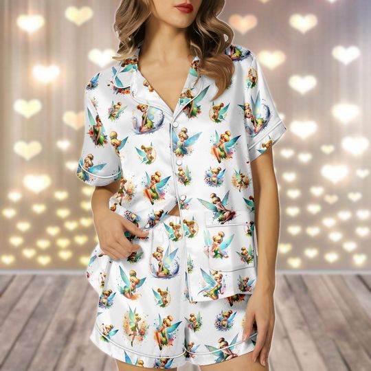 Tinker Bell Pajamas Set, Disney Fairy Tail Women PJs, Bridesmaid Matching Sleepwear, Disney Princess PJs, Bridal Shower Gifts
