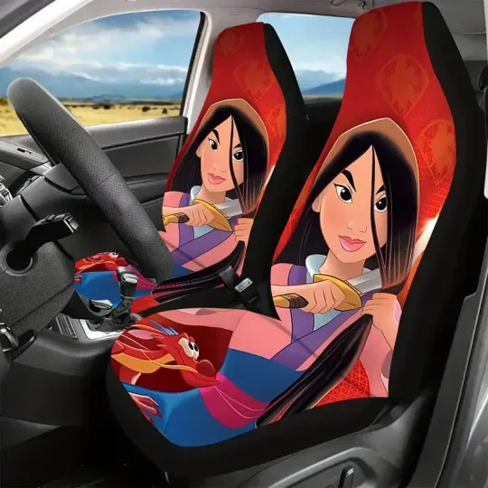 Mulan Princess Cute Her Hair Mulan Cartoon Fan Gift Car Seat Covers