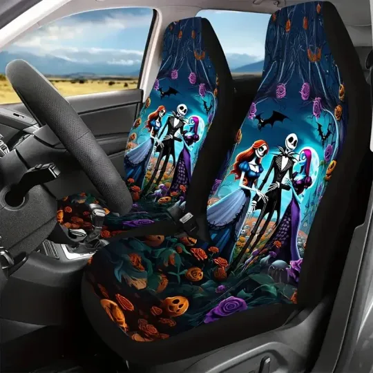 Nightmare Before Christmas Jack & Sally Spooky Halloween Night Car Seat Covers