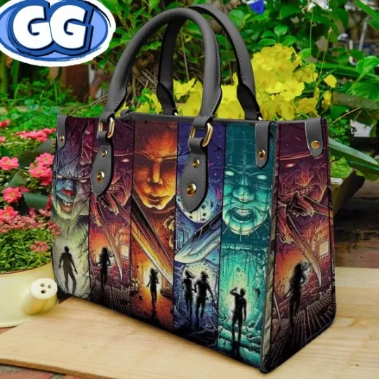 Halloween Horror Leather Bag, Witch Design, Leather Handbag