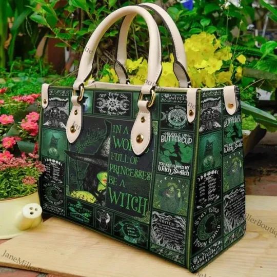 I'm a Witch Leather Handbag, Halloween Leather Bag, Halloween Handbag