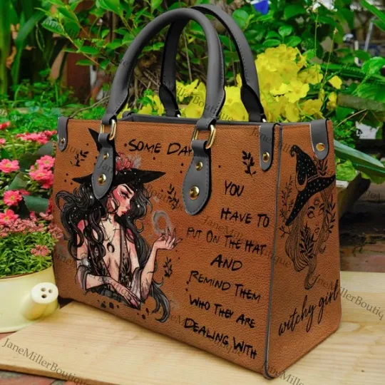 Witch Halloween Leather Handbag, Halloween Leather Bag, Leather Accessories