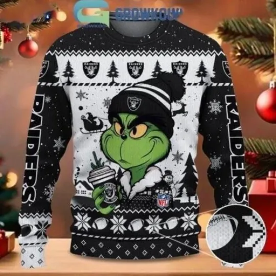 Raiders funny character Stolen Christmas 2024 Grin Ugly Sweater