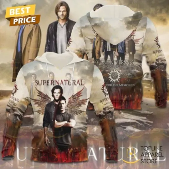 Supernatural 20 Anniversary 2005-2025 Signature Thank For The Memories 3D Hoodie