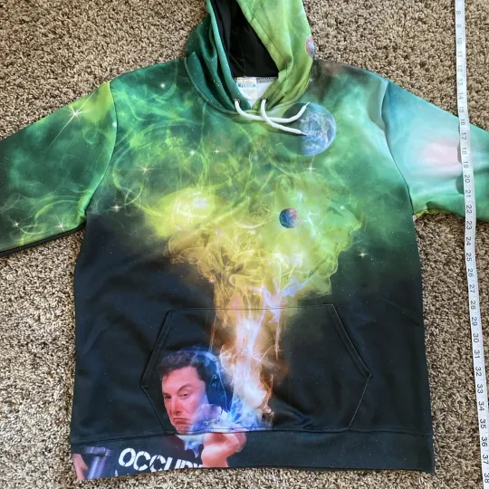 Elon Musk Smoking Space Hoodie Pullover Sweatshirt Mens Large