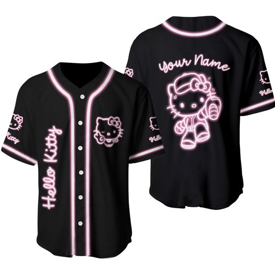 Personalized Hello Kitty Baseball Jersey Custom Name Hello Kitty Baseball Shirt Hello Kitty Neon Jersey Hello Kitty Lover Hello Kitty Shirt