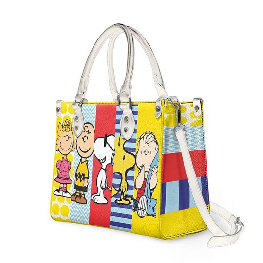 Personalized Snoppy Peanuts Leather Bag, Dog Lovers Women's Leather Bag Gift