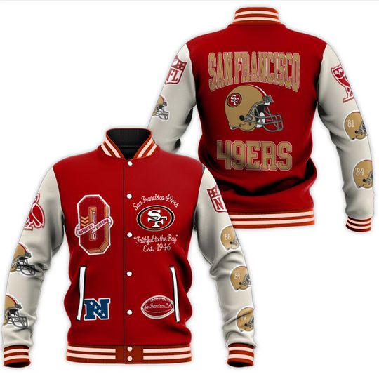 Discover football San Francisco 49ers Retro classic Men's Rib Wool Varsity Jacket