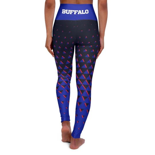 Yoga Leggings Buffalo Football Triangle Halftone pattern - Navy/Blue/Red - High rise