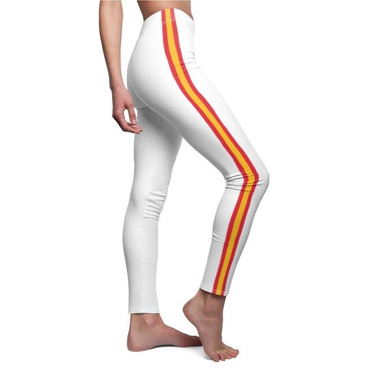 Mid Rise Leggings Kansas City Football - White with Red and Gold stripes