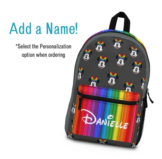 Disney Rainbow Minnie Mouse Backpack, Disney Backpack, Rainbow Backpack