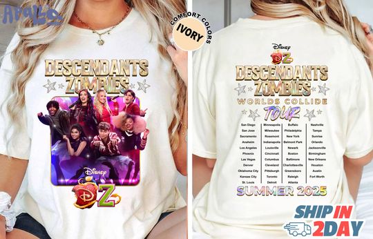Descendants Zombies Tour Shirt, Worlds Collide Summer 2025 Tee, DisneyChannel T-Shirt, Concert Outfit