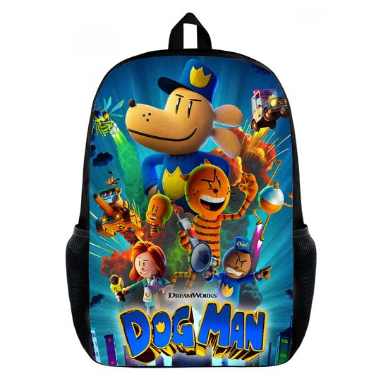 Dog Man Cartoon Backpack School Student Bags