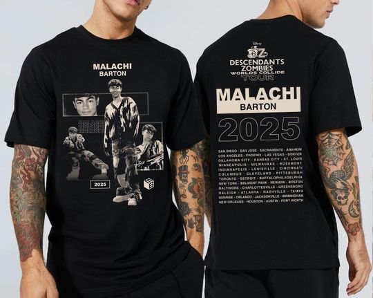 Disney Descendants Zombies Worlds Collide Tour Malachi Barton T-Shirt, Disney Summer Tour 2025 Shirt, Disney Zombies 4 Summer Music Festival