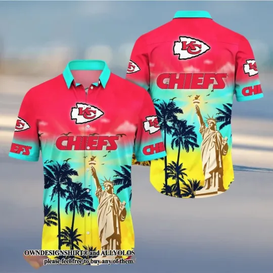 Kansas City Football Team Chiefss Hawaiian Button Down Shirt