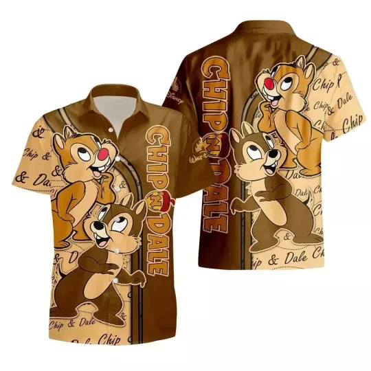 Chip And Dale 3d Hawaiian Button Down Shirt