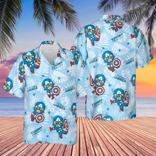 Captain America Hawaiian Button Down Shirt